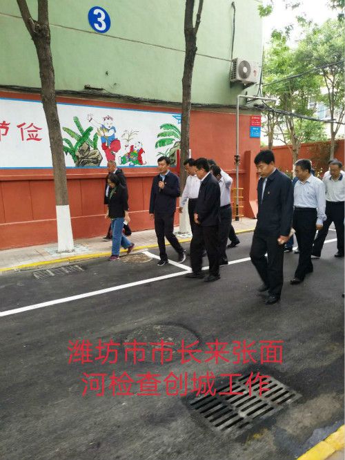 潍坊市文明城市复审期间市区领导到涨面河小区检查指导